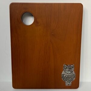 Owl Cutting Board Wood Metal 7” X 9” Wooden Birds Birding Halloween cooking